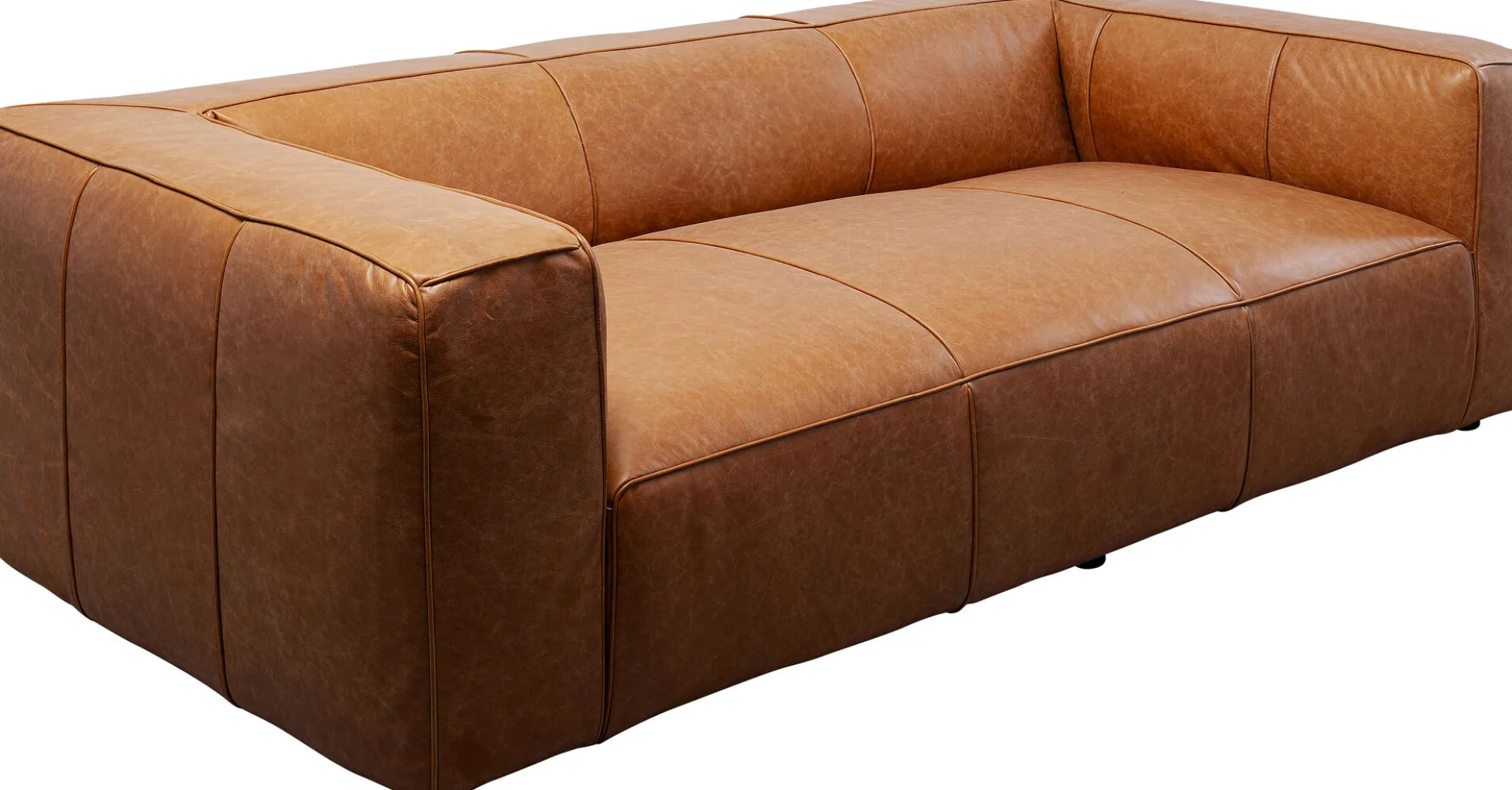 Sofa 3-osobowa jasnobrązowa ekskluzywna skóra semianilinowa 220 cm