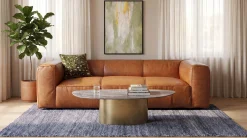 Sofa 3-osobowa jasnobrązowa ekskluzywna skóra semianilinowa 220 cm