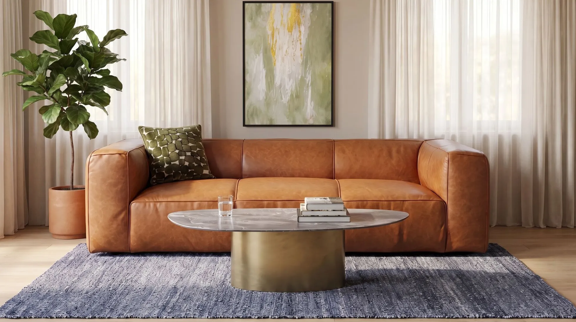 Sofa 3-osobowa jasnobrązowa ekskluzywna skóra semianilinowa 220 cm