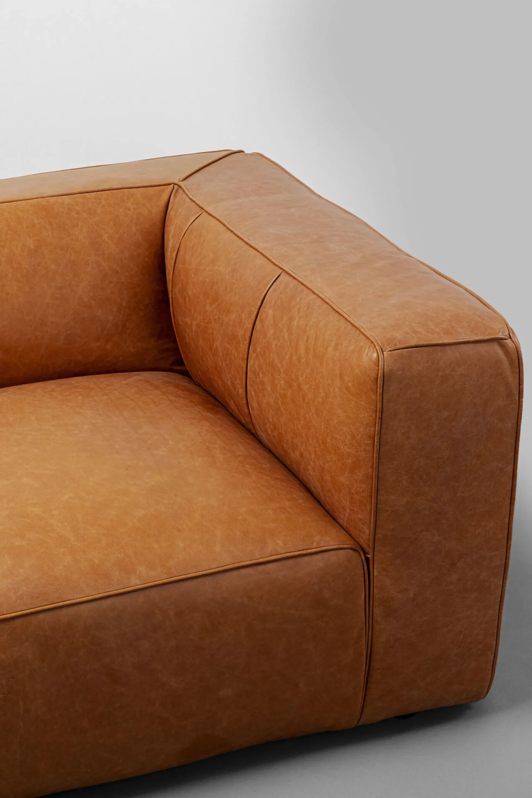 Sofa 3-osobowa jasnobrązowa ekskluzywna skóra semianilinowa 220 cm