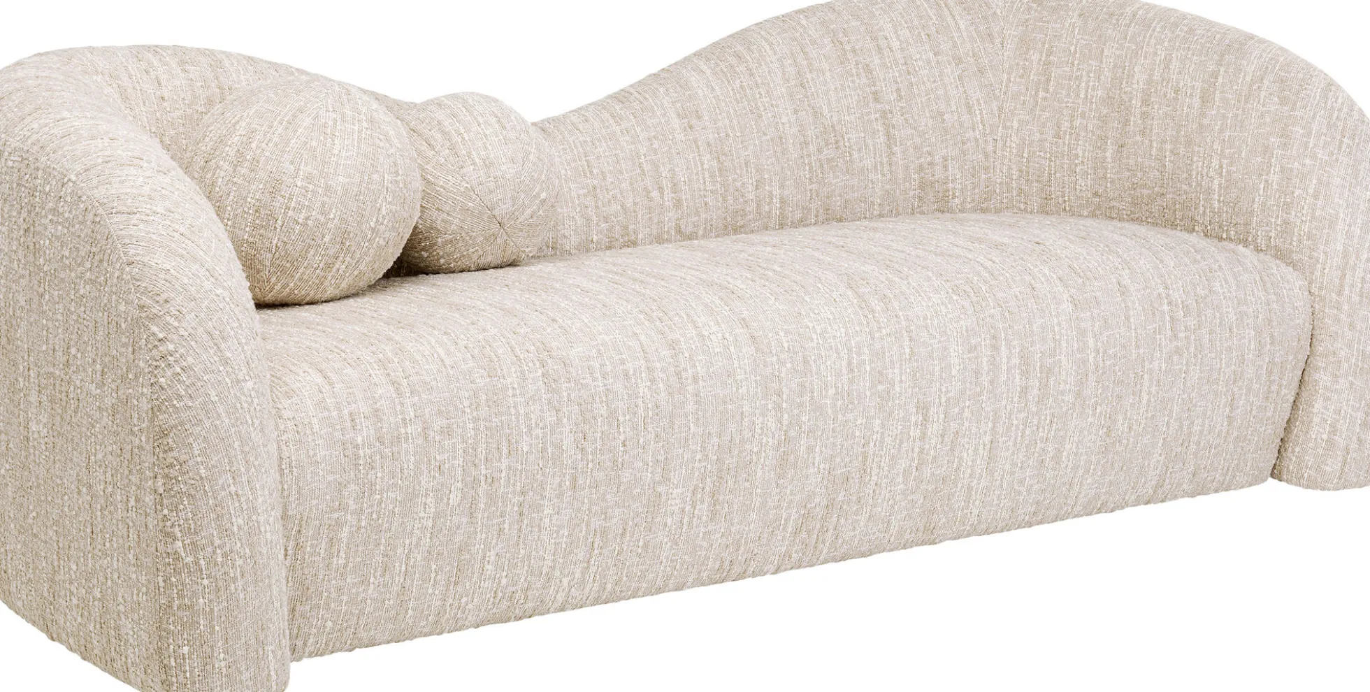 Sofa 2-osobowa kremowa zaokrąglony kształ 201 cm