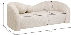 Sofa 2-osobowa kremowa zaokrąglony kształ 201 cm
