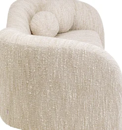Sofa 2-osobowa kremowa zaokrąglony kształ 201 cm