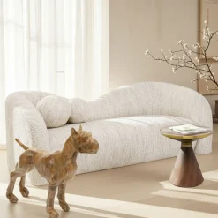 Sofa 3-osobowa kremowa zaokrąglony kształ 261 cm