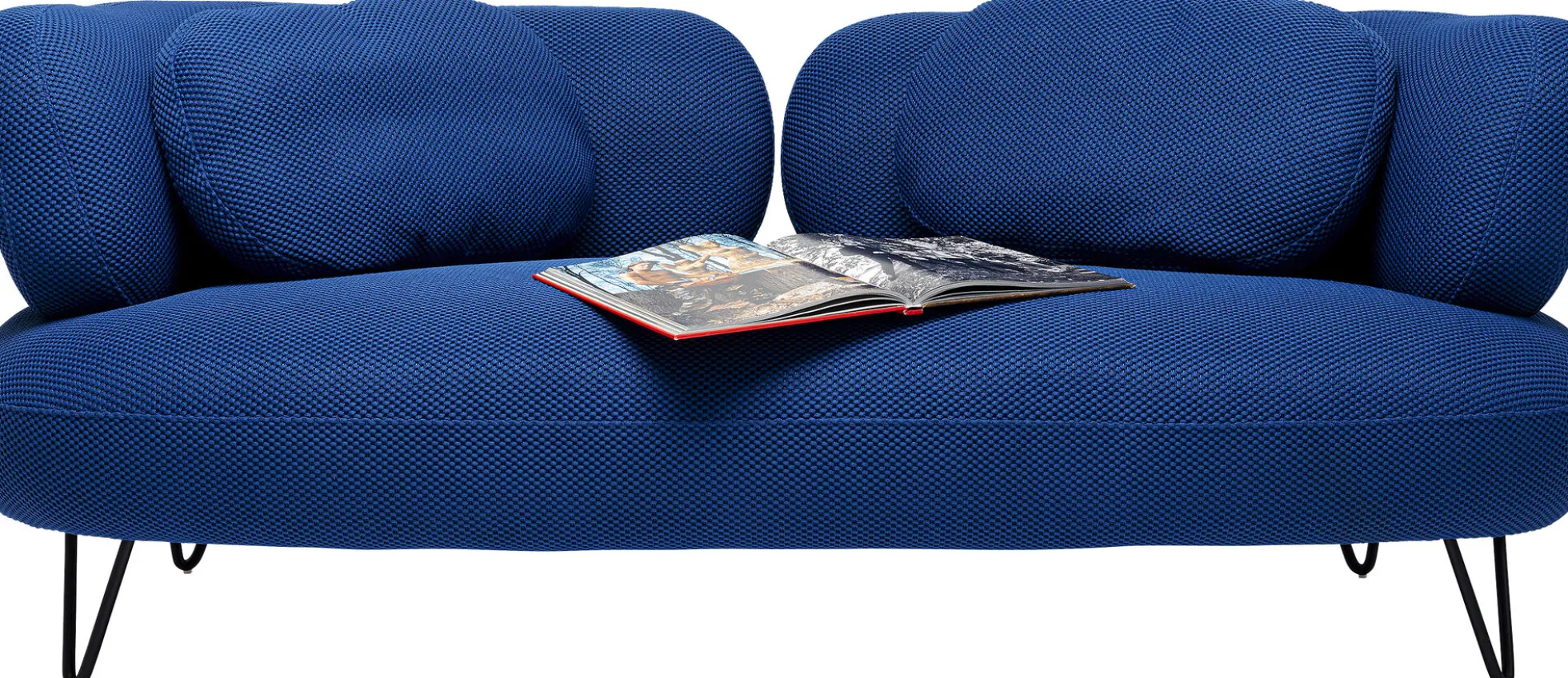 Sofa 2-osobowa nowoczesna tapicerka niebieska nogi czarne 182 cm