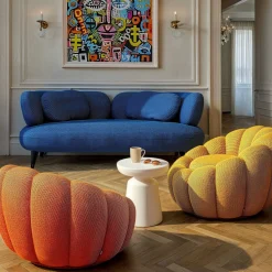 Sofa 2-osobowa nowoczesna tapicerka niebieska nogi czarne 182 cm