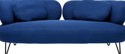 Sofa 2-osobowa nowoczesna tapicerka niebieska nogi czarne 182 cm
