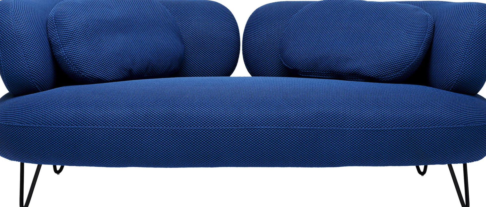 Sofa 2-osobowa nowoczesna tapicerka niebieska nogi czarne 182 cm