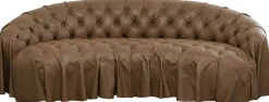 Sofa 3-osobowa pikowana brązowa skóra semianilinowa 226 cm