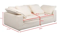 Sofa 3-osobowa skandynawska biała z poduszkami 230 cm