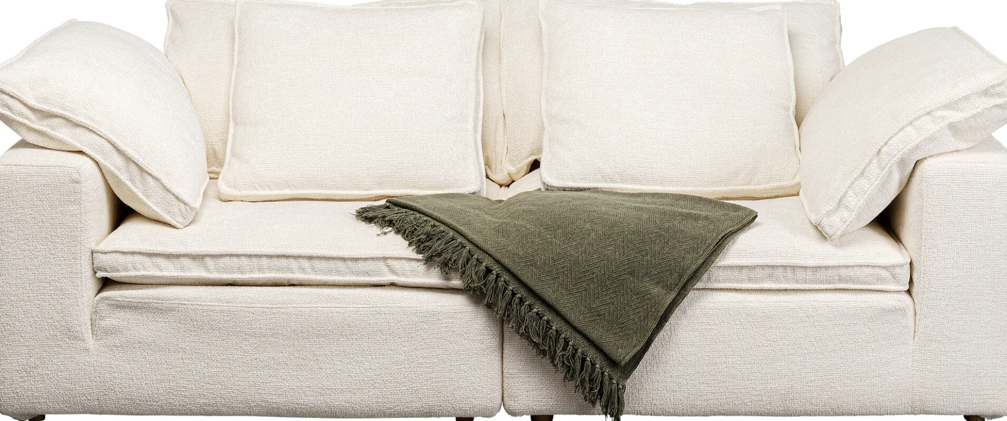 Sofa 3-osobowa skandynawska biała z poduszkami 230 cm