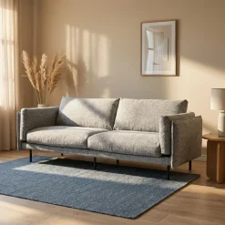 Sofa 3-osobowa w kolorze szarym nogi stalowe czarne 230 cm
