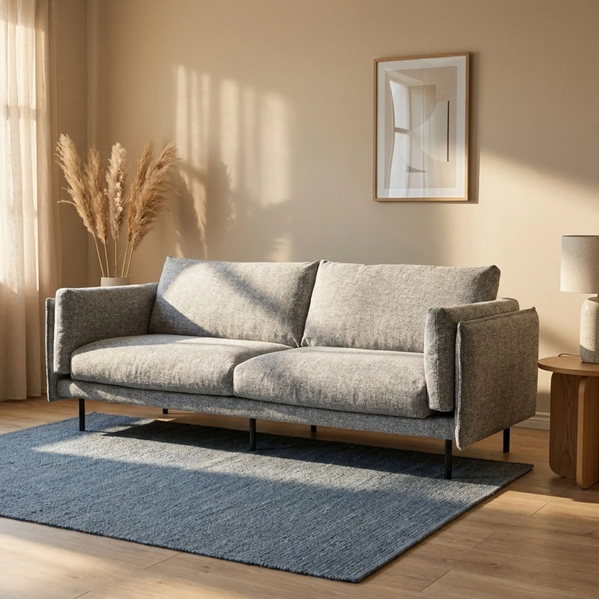 Sofa 3-osobowa w kolorze szarym nogi stalowe czarne 230 cm