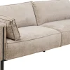 Sofa 3-os. tapicerowana w kolorze szarym nogi stal czarne 233 cm