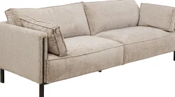 Sofa 3-os. tapicerowana w kolorze szarym nogi stal czarne 233 cm