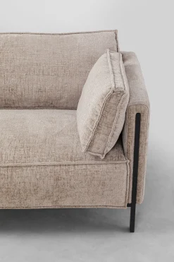 Sofa 3-os. tapicerowana w kolorze szarym nogi stal czarne 233 cm