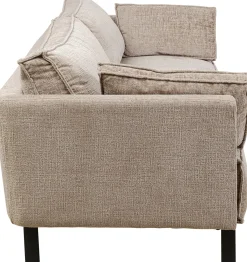 Sofa 3-os. tapicerowana w kolorze szarym nogi stal czarne 233 cm