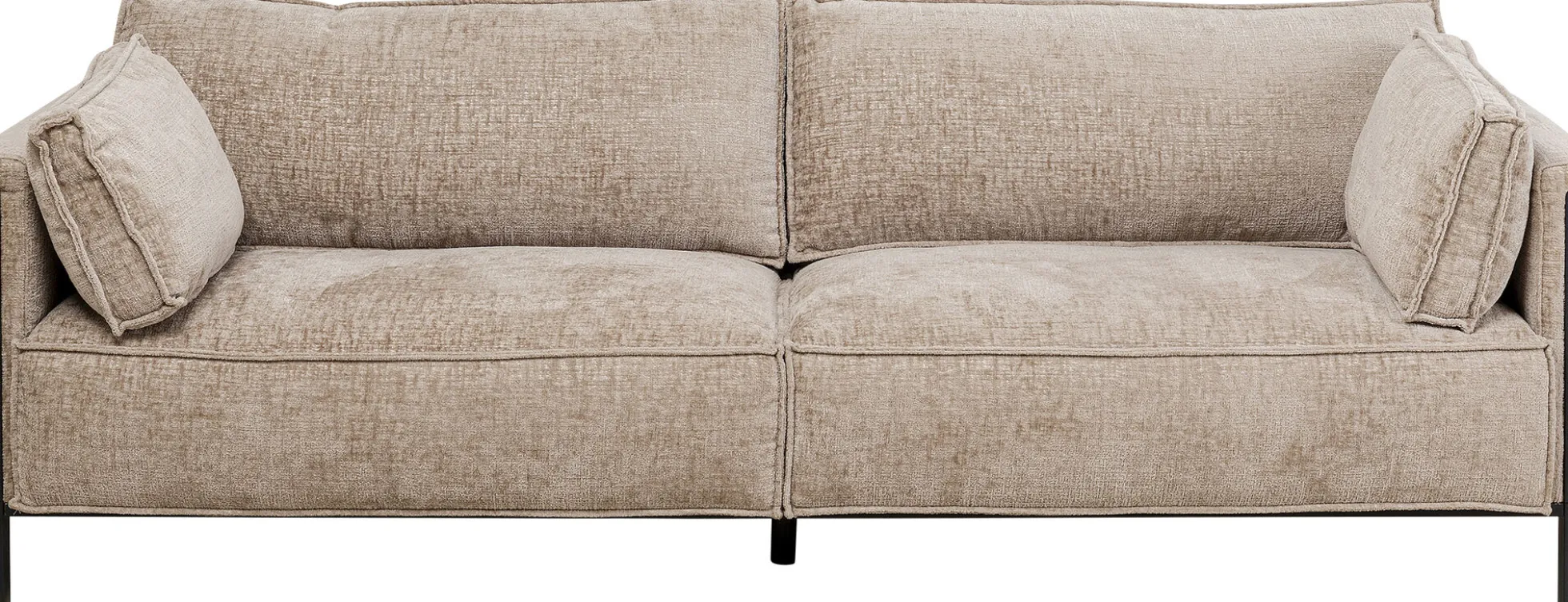 Sofa 3-os. tapicerowana w kolorze szarym nogi stal czarne 233 cm