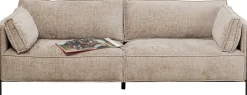 Sofa 3-os. tapicerowana w kolorze szarym nogi stal czarne 233 cm