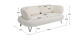 Sofa Peppo 2-os. 182 cm biała