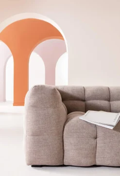 Sofa pikowana 3-osobowa jasnobrązowa 240 cm