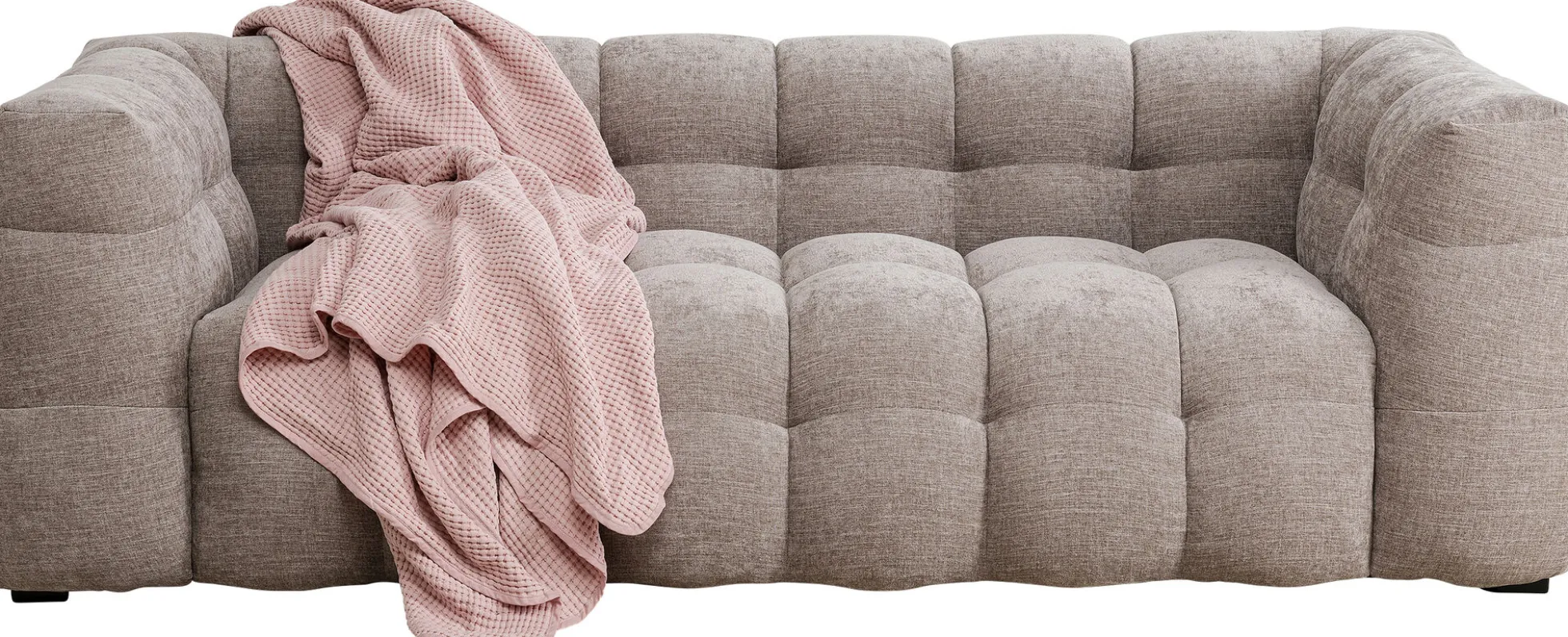 Sofa pikowana 3-osobowa jasnobrązowa 240 cm