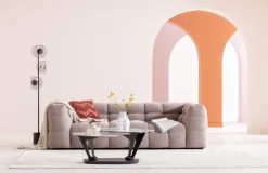 Sofa pikowana 3-osobowa jasnobrązowa 240 cm