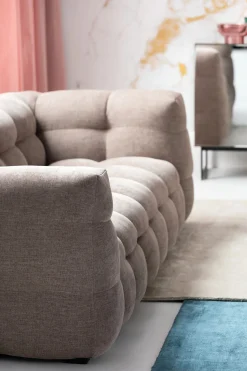 Sofa pikowana 3-osobowa jasnobrązowa 240 cm