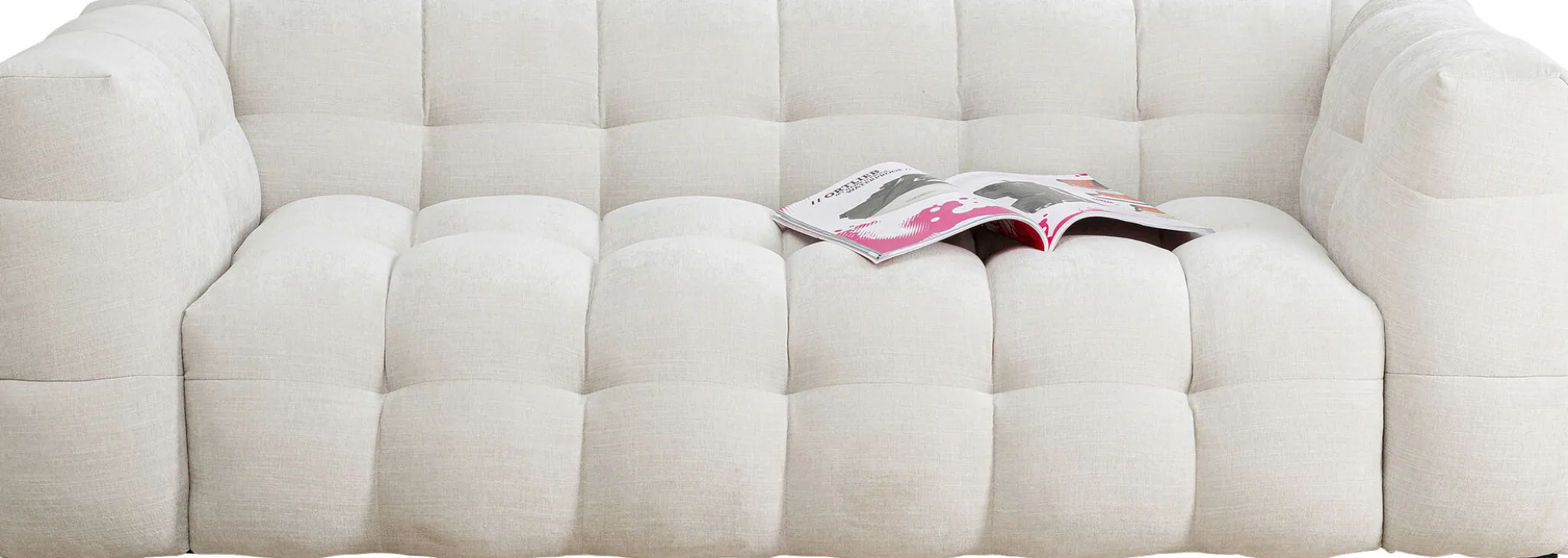 Sofa pikowana 3-osobowa kremowa 240 cm