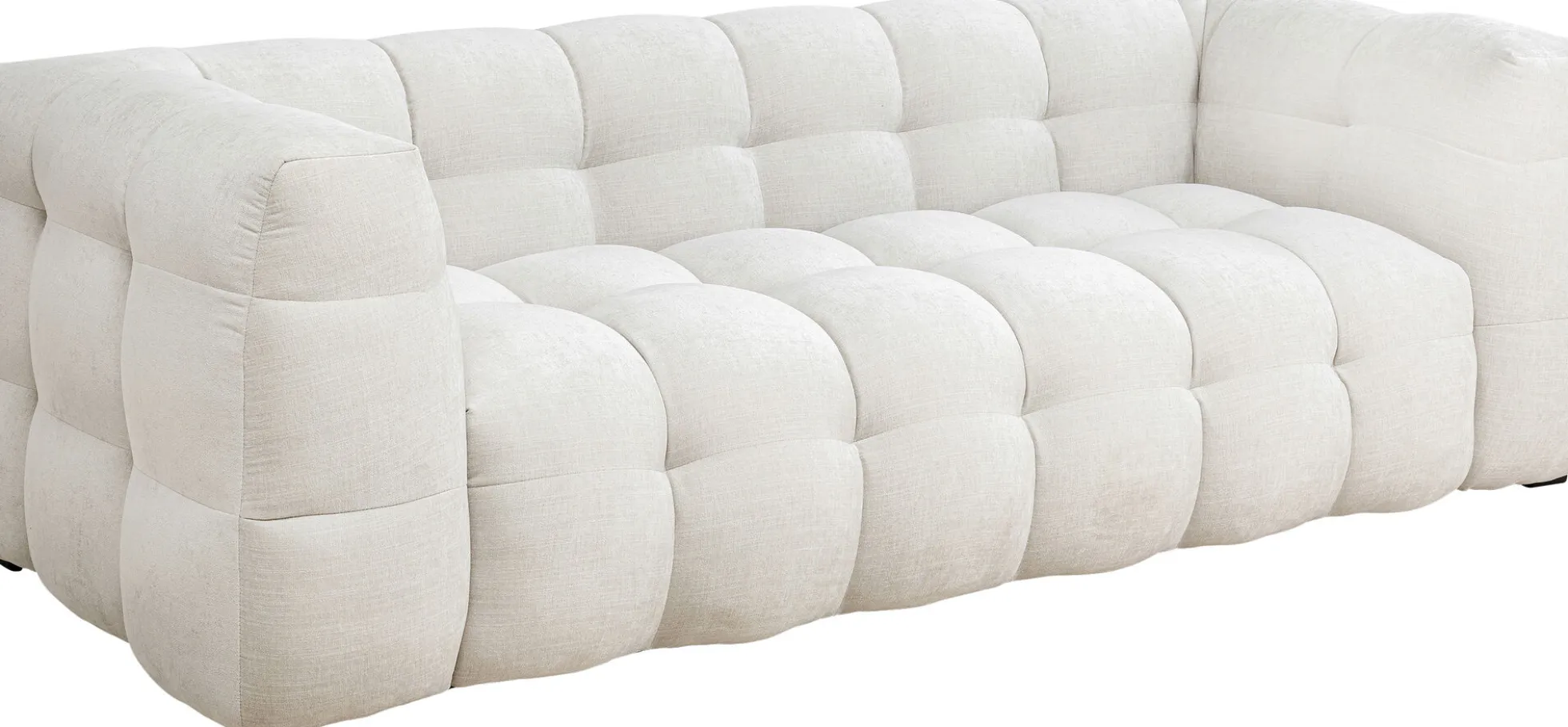 Sofa pikowana 3-osobowa kremowa 240 cm