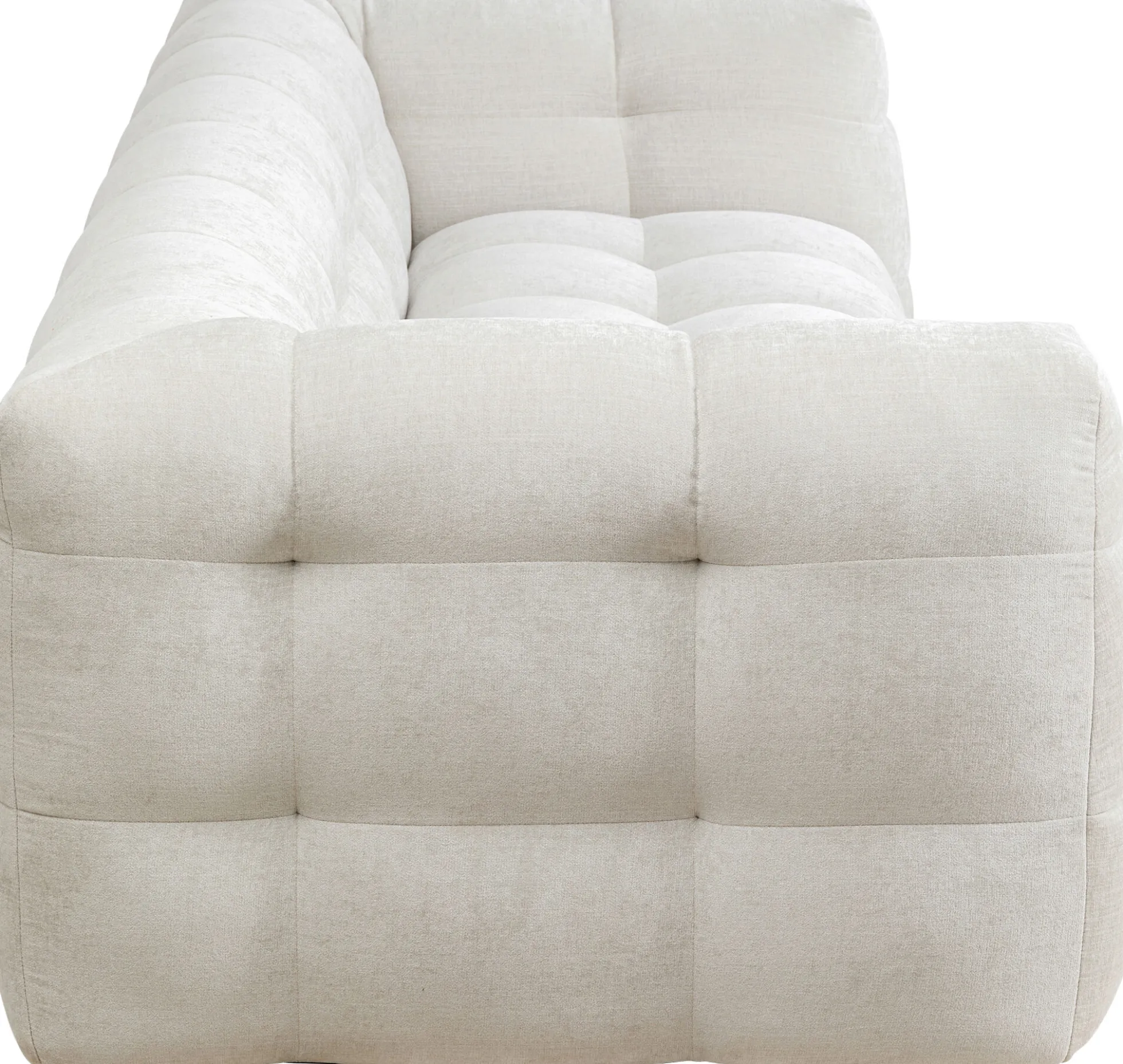 Sofa pikowana 3-osobowa kremowa 240 cm