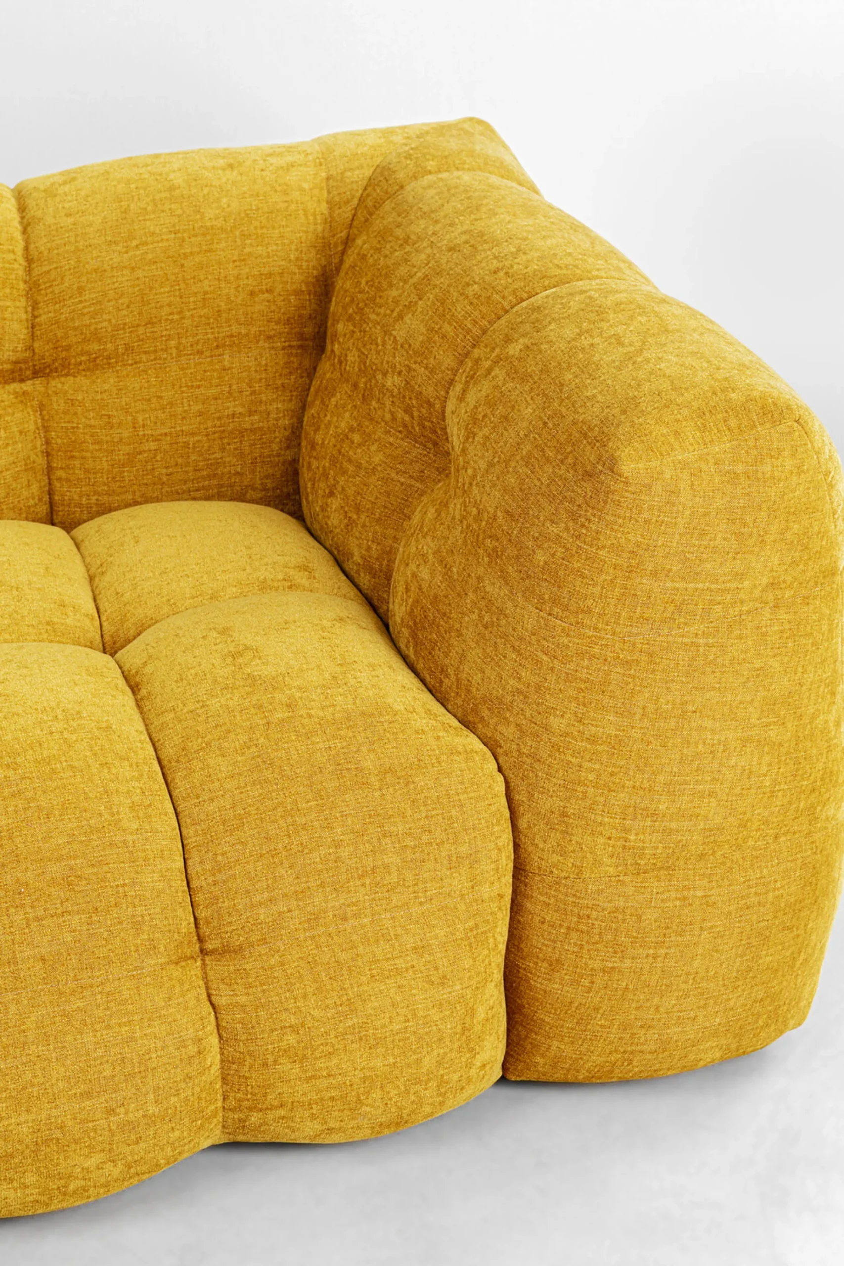 Sofa pikowana 3-osobowa żółta 240 cm