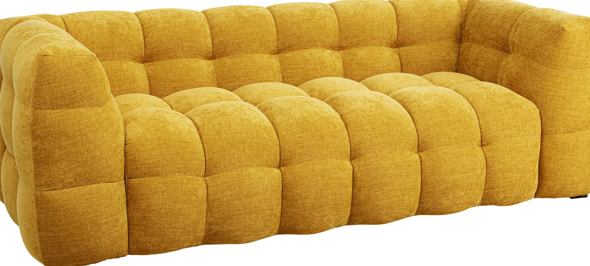Sofa pikowana 3-osobowa żółta 240 cm
