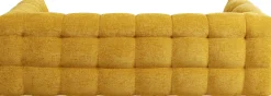 Sofa pikowana 3-osobowa żółta 240 cm