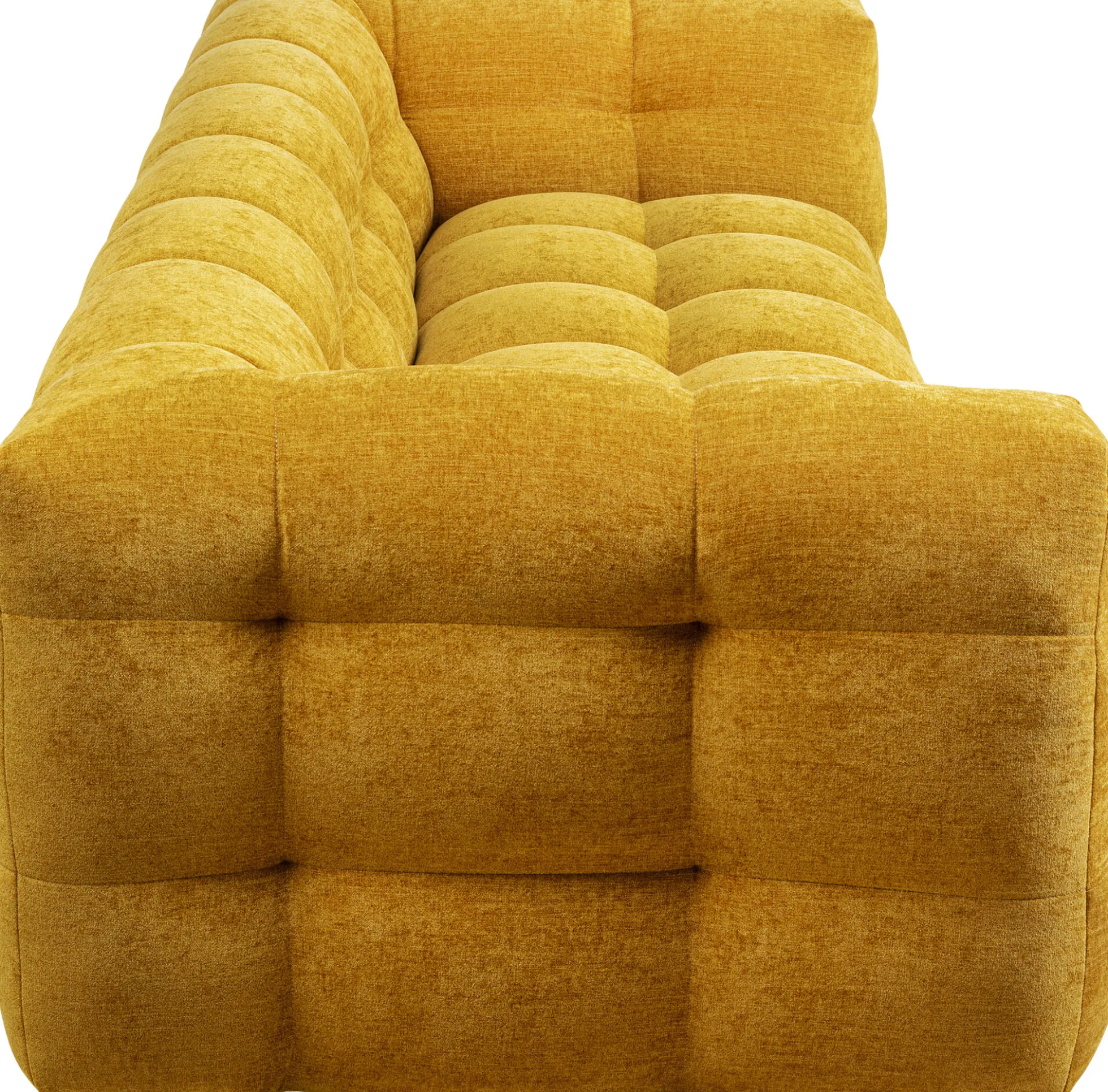 Sofa pikowana 3-osobowa żółta 240 cm
