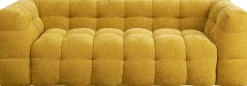 Sofa pikowana 3-osobowa żółta 240 cm