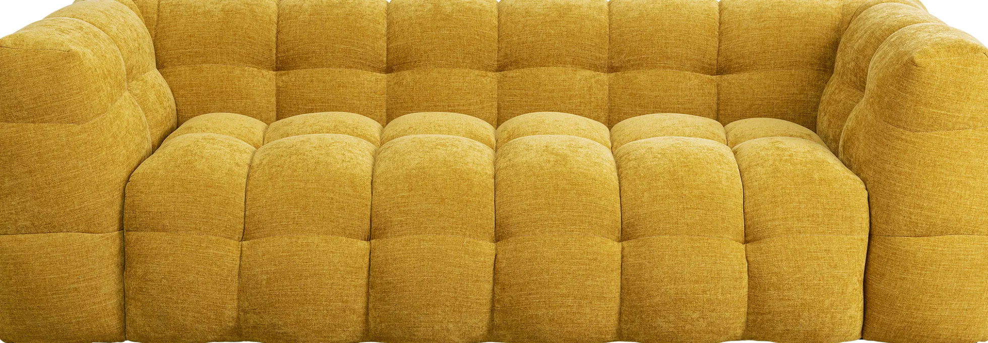 Sofa pikowana 3-osobowa żółta 240 cm