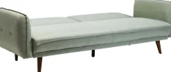 Sofa rozkładana z podłokietnikami 222x86 cm jasnozielona na brązowych nóżkach