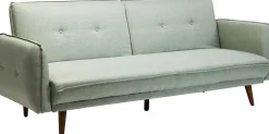 Sofa rozkładana z podłokietnikami 222x86 cm jasnozielona na brązowych nóżkach