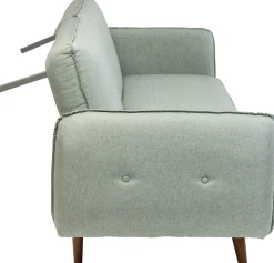 Sofa rozkładana z podłokietnikami 222x86 cm jasnozielona na brązowych nóżkach