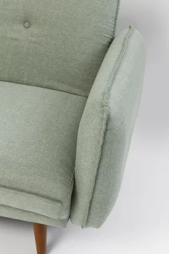 Sofa rozkładana z podłokietnikami 222x86 cm jasnozielona na brązowych nóżkach