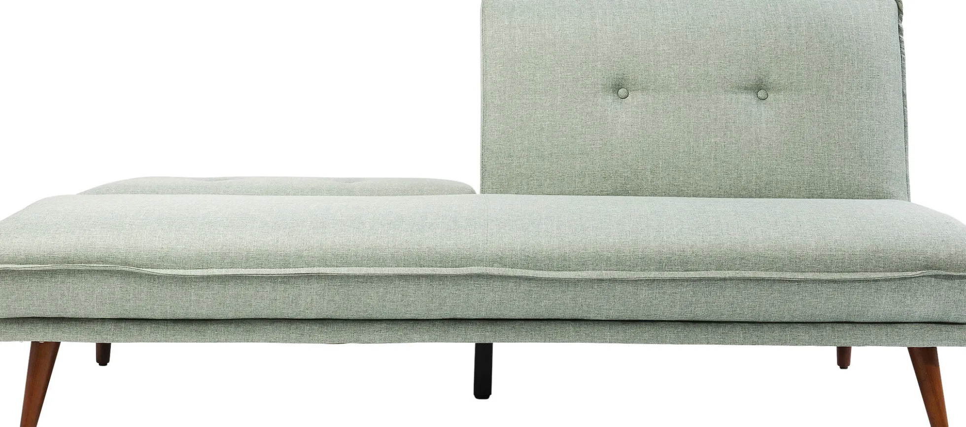Sofa rozkładana z podłokietnikami 222x86 cm jasnozielona na brązowych nóżkach