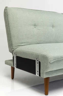 Sofa rozkładana z podłokietnikami 222x86 cm jasnozielona na brązowych nóżkach