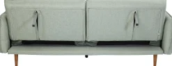 Sofa rozkładana z podłokietnikami 222x86 cm jasnozielona na brązowych nóżkach