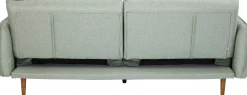 Sofa rozkładana z podłokietnikami 222x86 cm jasnozielona na brązowych nóżkach