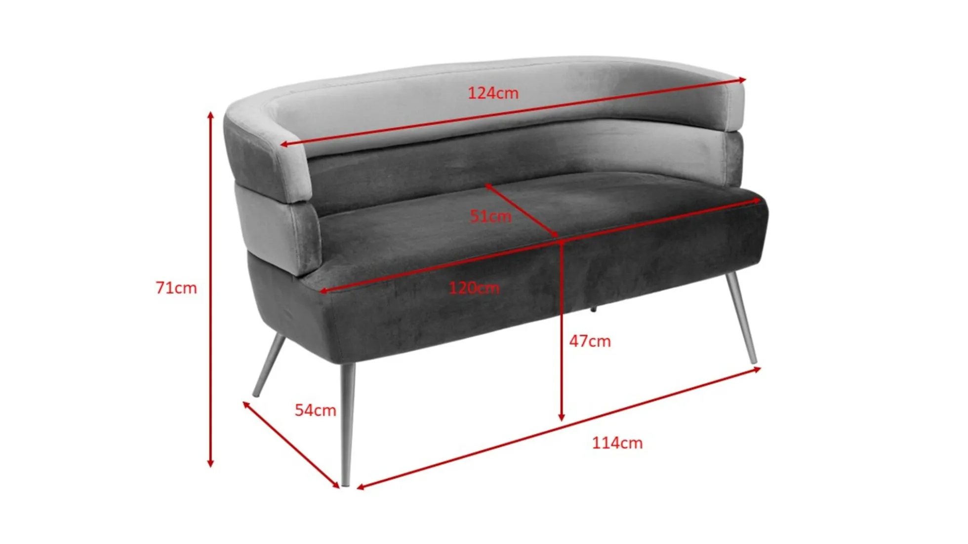 Sofa Sandwich 125 cm jasnoróżowa