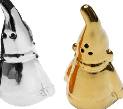 Solniczka i pieprzniczka Gnome srebrno-złota (2-szt)
