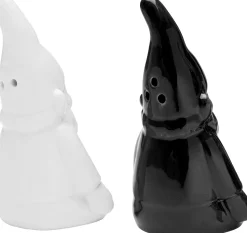 Solniczka i pieprzniczka Gnome czarno-biała (2-szt)
