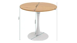 Stół do jadalni biały blat MDF imitacja marmuru noga czarna stalowa Ø80 cm