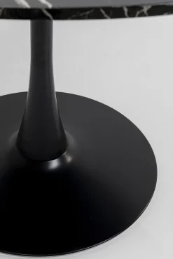Stół do jadalni czarny blat MDF imitacja marmuru Ø110 cm